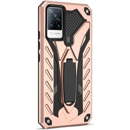 Mobigear Armor Stand Vivo V21 Hülle Hardcase Backcover Stoßfest mit Ständer - Roségold