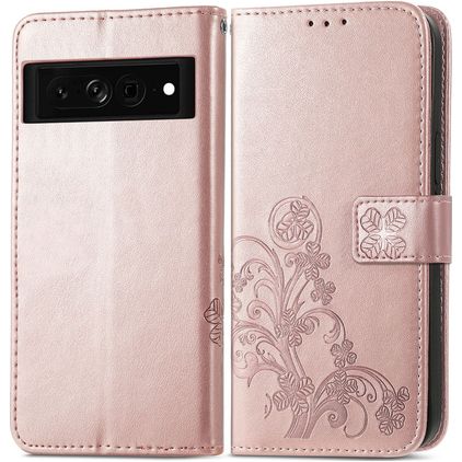 Mobigear Clover Google Pixel 7 Hülle Klapphülle Geldbörse - Roségold