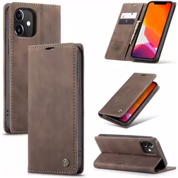 Caseme 013 iPhone 12 Pro Hülle Klapphülle Geldbörse - Braun