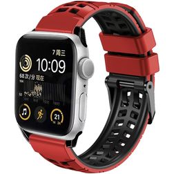 Mobigear Aero Armor Silikon Apple Watch Armband Dornschließe - 49/46/45/44 mm - Rot / Schwarz