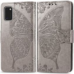 Mobigear Butterfly Samsung Galaxy A41 Hülle Klapphülle Geldbörse - Grau