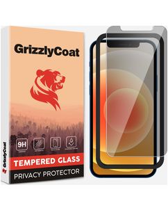 GrizzlyCoat Easy Fit AntiSpy iPhone 12 Pro Panzerglas Gehärtetes Glas Displayschutz Privacy - Hüllenfreundlich + Applikator