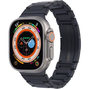 Mobigear Berlin Edelstahl Apple Watch Armband Faltschließe - 49/46/45/44 mm - Schwarz