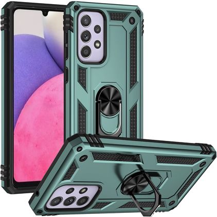 Mobigear Armor Ring Samsung Galaxy A33 Hülle Hardcase Backcover Stoßfest mit Ringhalter - Grün