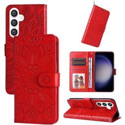 Mobigear Sunflower Samsung Galaxy S24 Plus Hülle Klapphülle Geldbörse - Rot
