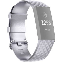 Mobigear Cross Silikon Fitbit Charge 3 Armband Dornschließe - Silber