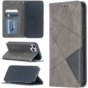 Mobigear Rhombus Slim iPhone 12 Hülle Klapphülle - Grau