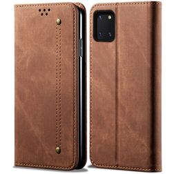 Mobigear Denim Slim Samsung Galaxy Note 10 Lite Hülle Klapphülle Geldbörse - Braun