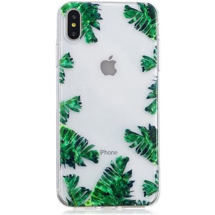 Mobigear Design iPhone XS Max Hülle Flexibles TPU Backcover - Bananenblatt