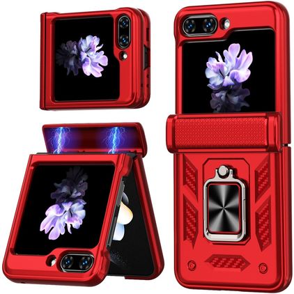 Mobigear Armor ring Samsung Galaxy Z Flip 7 FE Hülle Hardcase Backcover Stoßfest mit Ringhalter - Rot