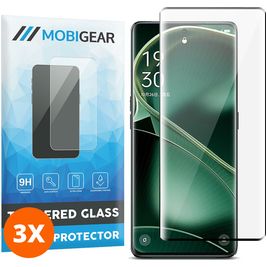 Mobigear Premium OPPO Find X6 Panzerglas Gehärtetes Glas Displayschutz - Hüllenfreundlich - Schwarz (3er Pack)
