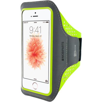 Mobiparts Comfort Fit Handyhalterung Joggen iPhone SE (2016) Sporthülle Neopren Sportarmband - Neon Green
