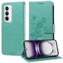 Mobigear Flowers OPPO Reno 12 Pro Hülle Klapphülle Geldbörse - Grün