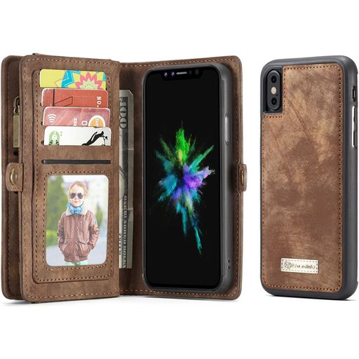 Caseme 008 iPhone XS Hülle Abnehmbare 2in1 Klapphülle Geldbörse - Braun