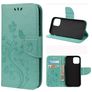 Mobigear Flowers iPhone 12 Mini Hülle Klapphülle Geldbörse - Türkis