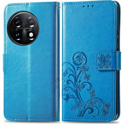 Mobigear Clover OnePlus 11 Hülle Klapphülle Geldbörse - Blau
