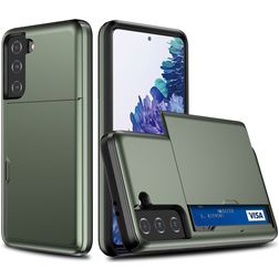 Mobigear Brushed Credit Card Slot Case Dark Green Samsung Galaxy S21 Plus