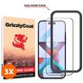 GrizzlyCoat Easy Fit iPhone 15 Pro Panzerglas Gehärtetes Glas Displayschutz - Hüllenfreundlich + Applikator - Schwarz (3er Pack)