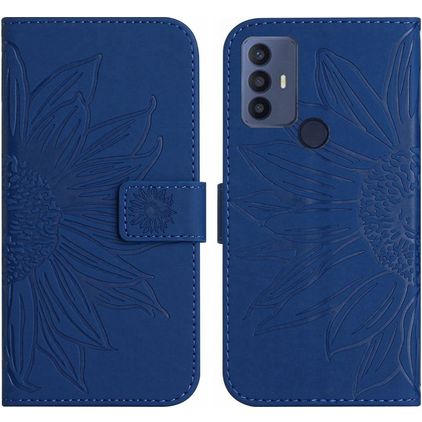 Mobigear Sunflower TCL 305 Hülle Klapphülle Geldbörse - Dunkelblau