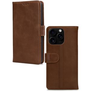 Mobilize Wallet iPhone 16 Pro Hülle Echtes Leder Klapphülle Geldbörse - Braun