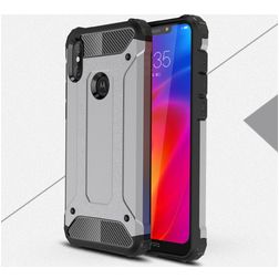 Mobigear Outdoor Motorola One Power Hülle Hardcase Backcover Stoßfest - Grau
