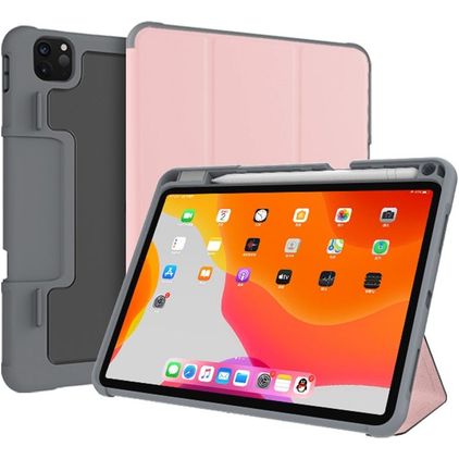 Mutural Tri-Fold Tough iPad Pro 11 Zoll (2021) Hülle Klapphülle + Stifthalter - Schwarz / Roségold