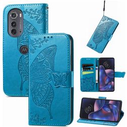 Mobigear Butterfly Motorola Edge (2022) Hülle Klapphülle Geldbörse - Blau