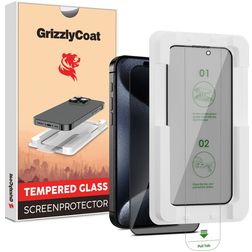 GrizzlyCoat AlignPro AntiSpy iPhone 15 Plus Panzerglas Gehärtetes Glas Displayschutz Privacy - Hüllenfreundlich + Applikator