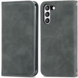 Mobigear Retro Slim Samsung Galaxy S21 FE Hülle Klapphülle Geldbörse - Grau
