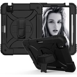 Mobigear SureGrip Xtreme iPad Air 4 (2020) Hülle Kunststoff,Silikon Backcover + Stifthalter + Schulterträger + Ständer - Schwarz