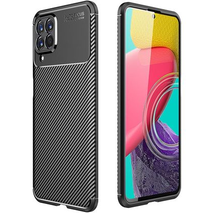 Mobigear Racing Samsung Galaxy M53 Hülle Flexibles TPU Backcover - Schwarz