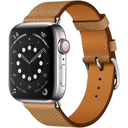 Mobigear Torino Leder Apple Watch Armband Dornschließe - 42/41/40/38 mm - Braun