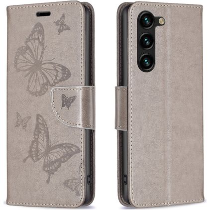 Mobigear Butterfly Samsung Galaxy S24 Plus Klapphülle Portemonnaie - Grau