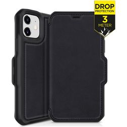 ITSkins HybridFolio iPhone 12 Mini Hülle Echtes Leder Klapphülle - Schwarz