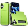 Mobigear Card iPhone 18 Hülle Hardcase Backcover Stoßfest mit Kartenhalter - Grün