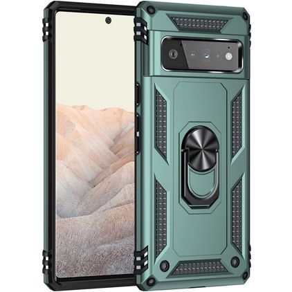 Mobigear Armor Ring Google Pixel 6 Pro Hülle Hardcase Backcover Stoßfest mit Ringhalter - Grün