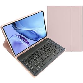 Mobigear Keys iPad Air 11 Zoll (2025) Hülle QWERTY Bluetooth Tastatur Klapphülle + Stifthalter - Pink