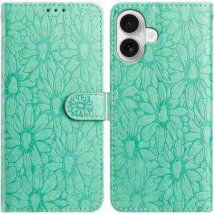 Mobigear Flowers iPhone 17 Hülle Klapphülle Geldbörse - Grün