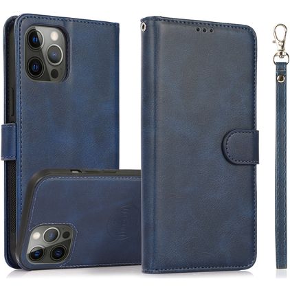 Mobigear Wallet iPhone 16 Pro Max Hülle Abnehmbare 2in1 Klapphülle Geldbörse - Blau