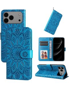 Mobigear Sunflower iPhone 18 Pro Max Klapphülle Portemonnaie - Blau