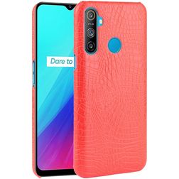 Mobigear Croco Realme C3 Hülle Flexibles TPU Backcover - Rot