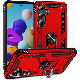 Mobigear Armor Ring Samsung Galaxy A35 Hülle Hardcase Backcover Stoßfest mit Ringhalter - Rot