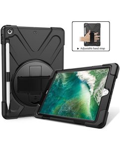 Mobigear SureGrip XGuard iPad 6 (2018) Hülle Kunststoff,Silikon Backcover + Stifthalter + Schulterträger + Ständer - Schwarz