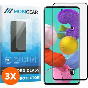 Mobigear Premium Samsung Galaxy A51 Panzerglas Gehärtetes Glas Displayschutz - Hüllenfreundlich - Schwarz (3er Pack)