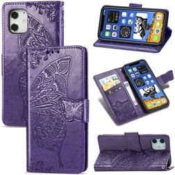 Mobigear Butterfly iPhone 12 Pro Hülle Klapphülle Geldbörse - Lila