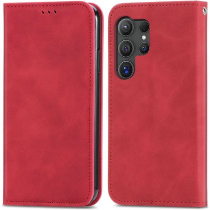 Mobigear Retro Slim Samsung Galaxy S25 Ultra Hülle Klapphülle Geldbörse - Rot