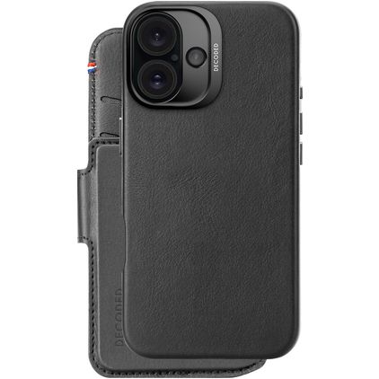 Decoded Detachable Wallet iPhone 16 MagSafe Hülle Echtes Leder Abnehmbare 2in1 Klapphülle Geldbörse - Schwarz
