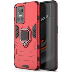 Mobigear Armor Ring Realme GT Neo 3 Hardcase Backcover Shockproof mit Ringhalter - Rot