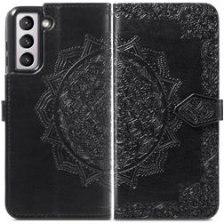 Mobigear Mandala Samsung Galaxy S21 FE Klapphülle Portemonnaie - Schwarz