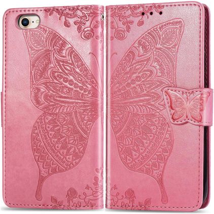 Mobigear Butterfly iPhone 17e Hülle Klapphülle Geldbörse - Pink